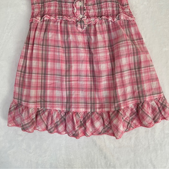 So Wear It Declare It Light Pink and White Plaid Babydoll Sz L Top 100% Cotton - Picture 3 of 6